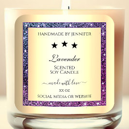 Adesivo Quadrado Elegante Dourado com Rótulos de Produto com Largur