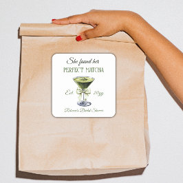 Adesivo Quadrado Elegante Ela Encontrou seu Bolo de Chá de Noiva Pe