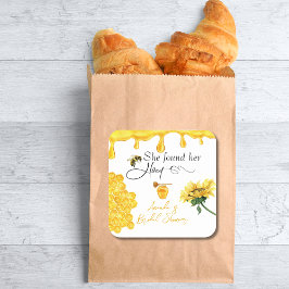 Adesivo Quadrado Elegante Ela Encontrou Seu Chá de Noiva Abelha Mel