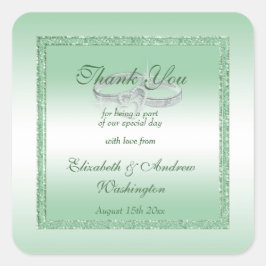 Adesivo Quadrado Elegante Emerald Glitter & Silver Casamentos