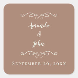 Adesivo Quadrado Elegante Envelope de Agradecimento de Casamento Mo