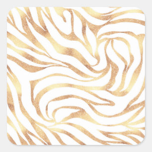 Adesivo Quadrado Elegante Estampa de Animal em Branco e Glitter Dou