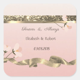 Adesivo Quadrado Elegante Estiloso Casamento Floral