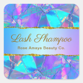 Adesivo Quadrado Elegante Faux Iridescente, Limpador Holográfico de