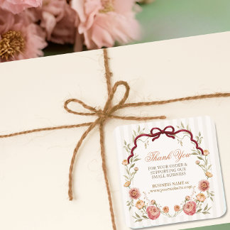 Adesivo Quadrado Elegante Floral de Outono de Ação de Graças Pelo P