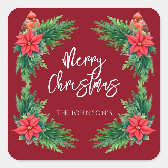 Adesivo Quadrado Elegante Folhagem de Inverno (Frente)