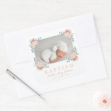 Elegante Foto de Batismo de Menina Floral Rosa