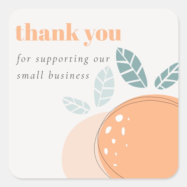 Adesivo Quadrado Elegante Fruta Laranja-Fria-Fria-Fria Obrigado Enc (Frente)