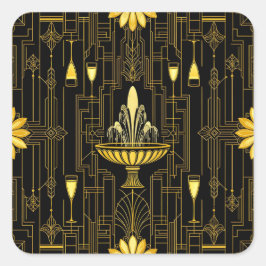 Adesivo Quadrado Elegante gatsby dourado preto