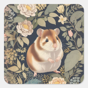 Adesivo Quadrado Elegante Hamster William Morris Inspirou Floral