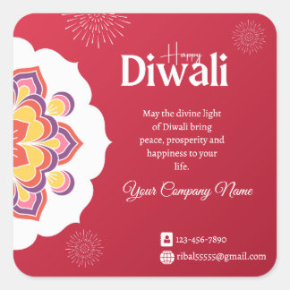 Adesivo Quadrado Elegante Happy Diwali Modelo