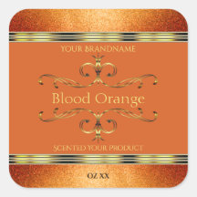 Elegante Laranja Dourado Rótulos de Produto Bordas