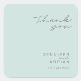 Adesivo Quadrado Elegante Legal Mint Minimal Obrigado Casamento