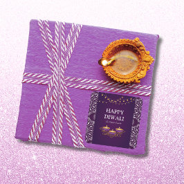 Adesivo Quadrado Elegante mandala diyas hindu e púrpura diwali