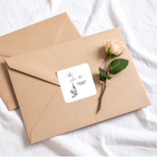 Adesivo Quadrado Elegante Minimalista Vino Antes do Chá de panela d