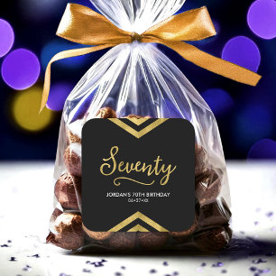 Adesivo Quadrado Elegante Modern Chevron Geométrico 70 Birthday