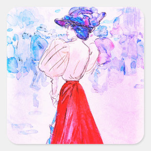 ADESIVO QUADRADO ELEGANTE MODERNO COM UMA CAMISA VERMELHA POR HENRY