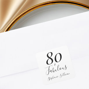 Adesivo Quadrado Elegante Oitenta e Fabuloso Aniversário de 80 anos