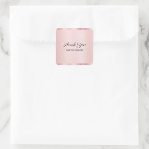 Adesivo Quadrado Elegante Ouro Rosa Texto Personalizado Obrigado Gl