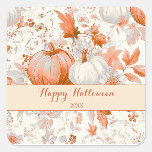 Adesivo Quadrado Elegante Outono Chinoiserie Halloween