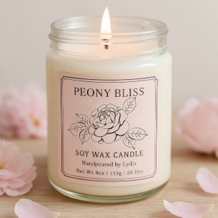 Adesivo Quadrado Elegante Peony Bliss Soy Wax Canders