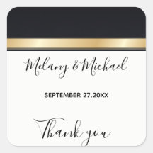 Elegante preto branco e ouro moderno Obrigado