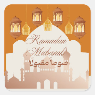 Adesivo Quadrado Elegante Ramadan Mubarak Arte Islâmica