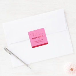 Adesivo Quadrado Elegante Rosa Quente Vermelho Brilho Aniversário O