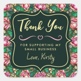 Adesivo Quadrado Elegante Rosa Rosa Rosa, Colchada, Pequena Empresa