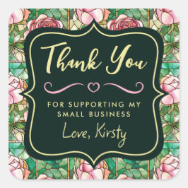 Adesivo Quadrado Elegante Rosa Rosa Rosa, Colchada, Pequena Empresa