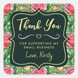 Adesivo Quadrado Elegante Rosa Rosa Rosa, Colchada, Pequena Empresa