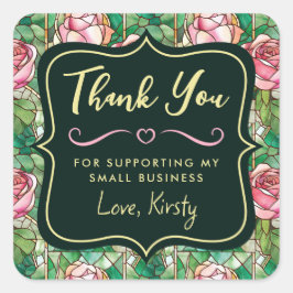Adesivo Quadrado Elegante Rosa Rosa Rosa, Colchada, Pequena Empresa
