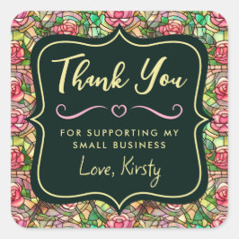 Adesivo Quadrado Elegante Rosa Rosa Rosa, Colchada, Pequena Empresa