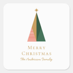 Adesivo Quadrado Elegante Tipografia Minimalista Árvore de Natal Fe