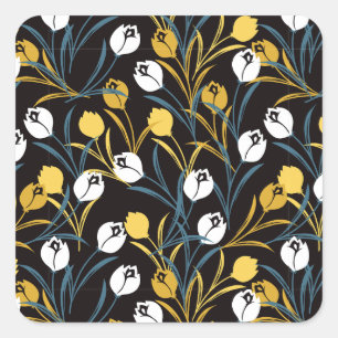 Adesivo Quadrado Elegante Tulip Floral