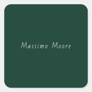 Adesivo Quadrado Elegante Verde Escuro Casual Proprio Nome Escrito 