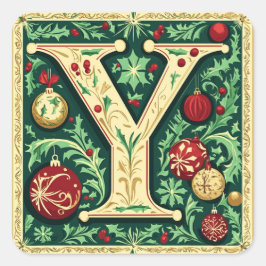 Adesivo Quadrado Elegante - Vermelho e Verde - Letra Y com Trim Dou
