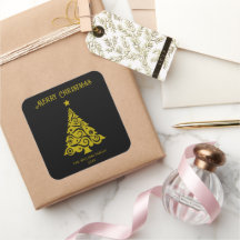 Elegante Vinhetas de Árvore de Natal Preto