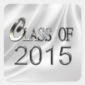 Adesivo Quadrado Elegante White Satin Classe De 2015 Formandos