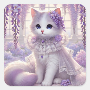 Adesivo Quadrado Elegante Wisteria Princess Cat