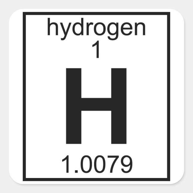 Adesivo Quadrado Elemento 001 - Hidrogênio (Cheio) (t) (Frente)