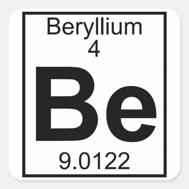 Adesivo Quadrado Elemento 004 - Be - Beryllium (Cheio) (Frente)