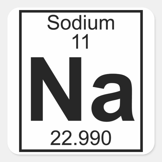 Adesivo Quadrado Elemento 011 - Na - Sódio (Cheio) (Frente)