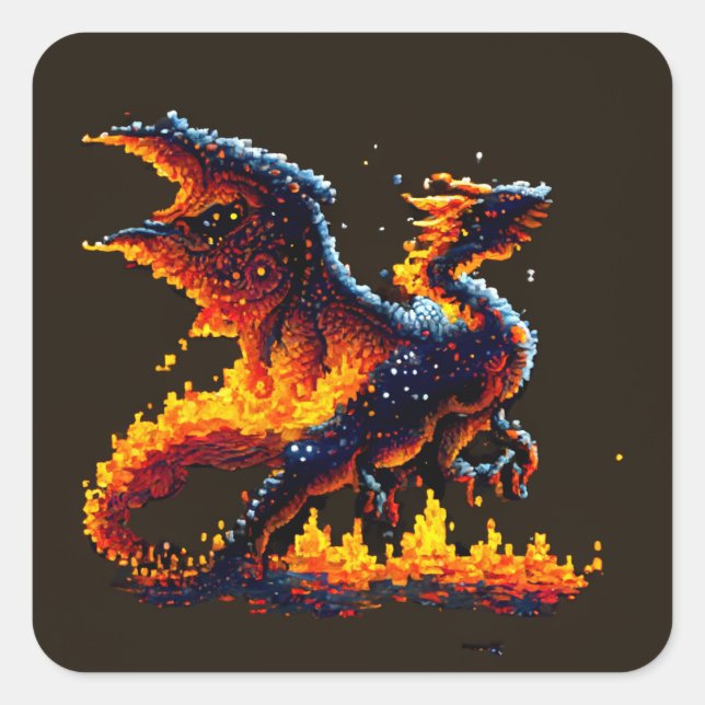 Adesivo Quadrado Elemento de incêndio do dragão (Frente)