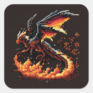 Adesivo Quadrado Elemento de incêndio do dragão
