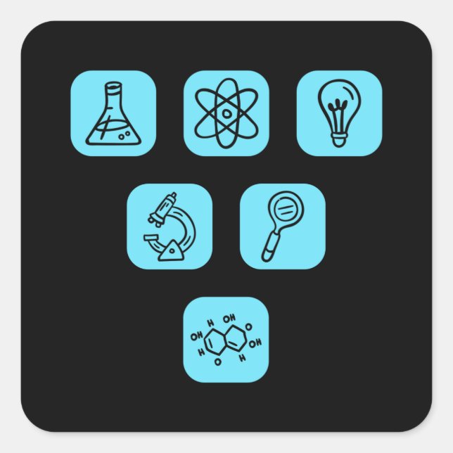 Adesivo Quadrado Elementos da ciência (Frente)