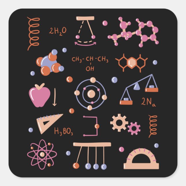 Adesivo Quadrado Elementos de física (Frente)