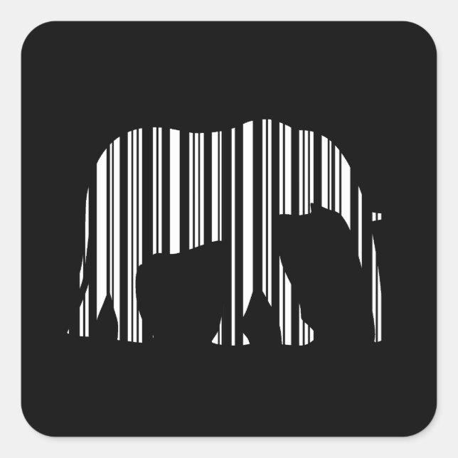 Adesivo Quadrado ELEPHANT BARCODE Código do Bar (Frente)