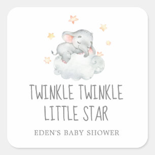 Adesivo Quadrado Elephant Girl Twinkle Twinkle Pequena Estrela Favo