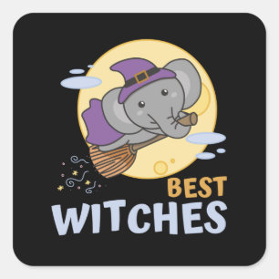 Adesivo Quadrado Elephant Halloween Witch Kids Bruxas Melhores Brux